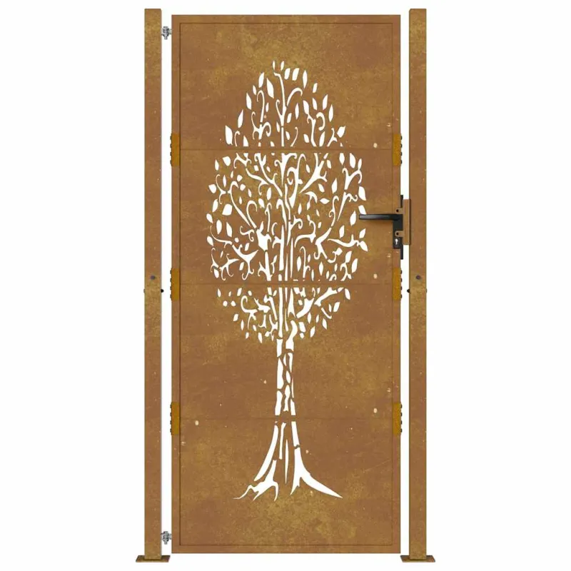 Sodo vartai, 100x175 cm, Corten plienas, medžio raštas