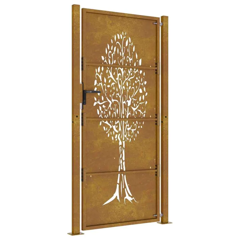 Sodo vartai, 100x175 cm, Corten plienas, medžio raštas