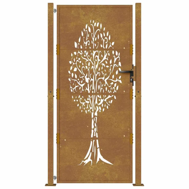 Sodo vartai, 100x200 cm, Corten plienas, medžio raštas