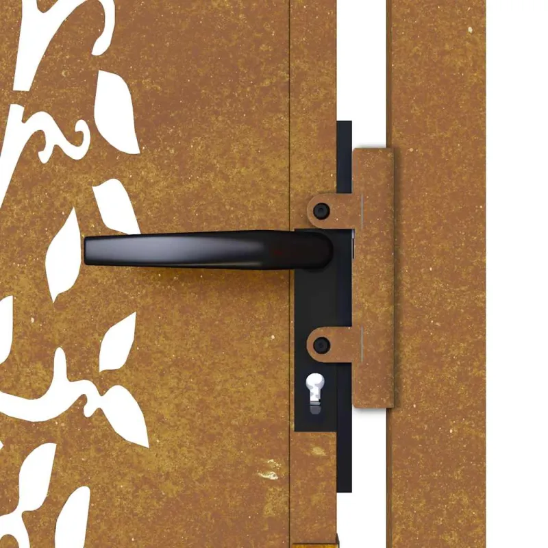 Sodo vartai, 100x200 cm, Corten plienas, medžio raštas