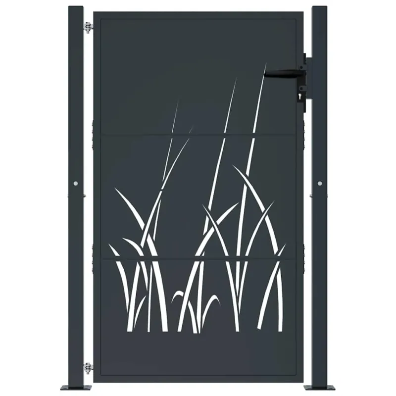 Sodo vartai, antracito spalvos, 100x150 cm, plienas, žolės raštas