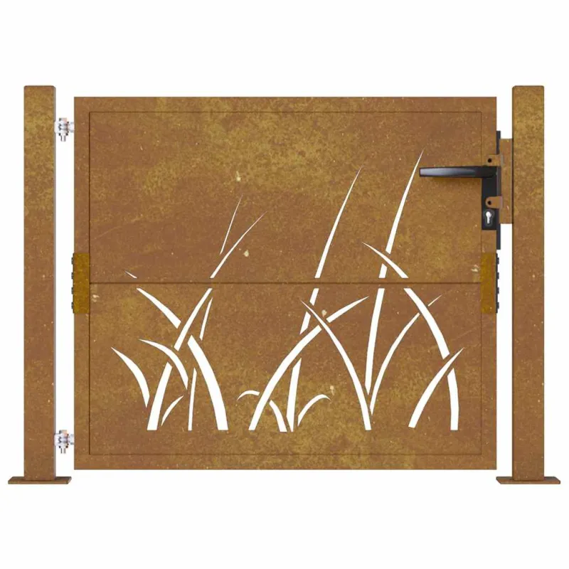 Sodo vartai, 100x75 cm, Corten plienas, žolės raštas
