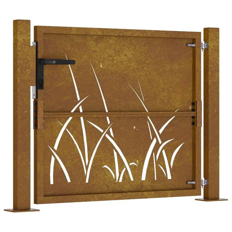 Sodo vartai, 100x75 cm, Corten plienas, žolės raštas