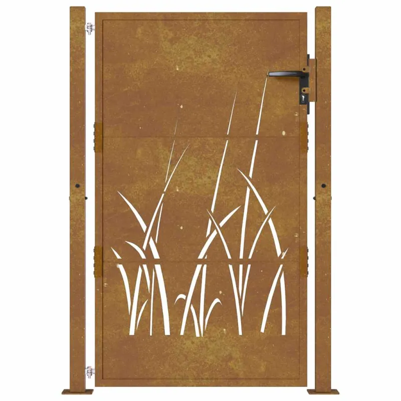 Sodo vartai, 100x125 cm, Corten plienas, žolės raštas