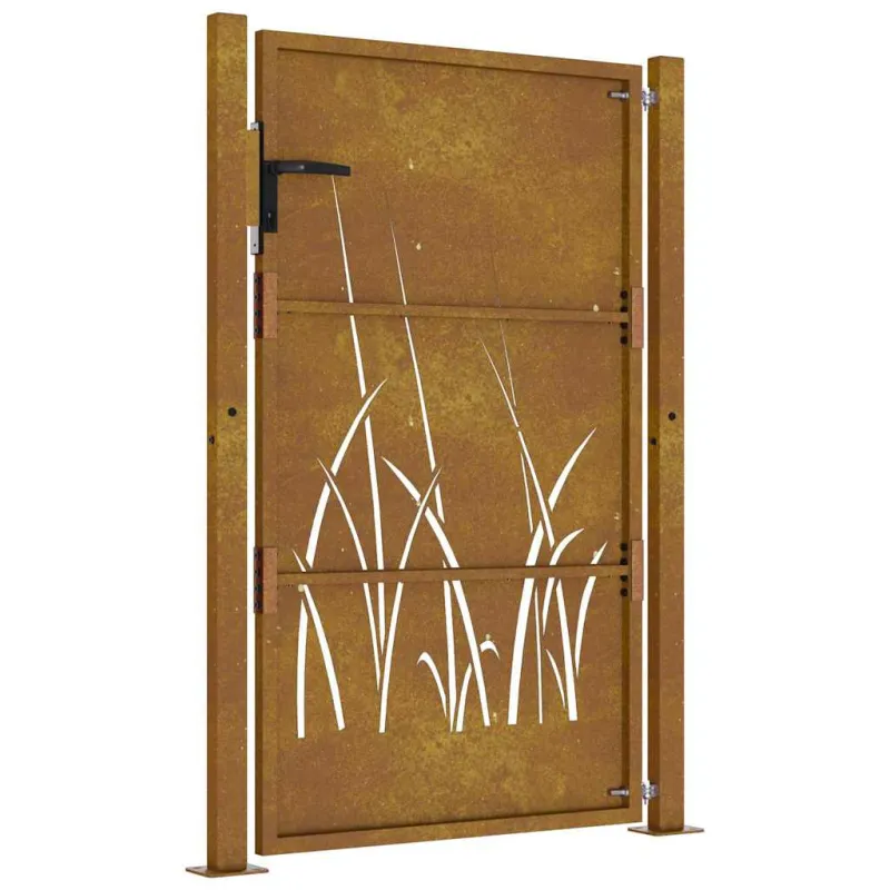Sodo vartai, 100x125 cm, Corten plienas, žolės raštas
