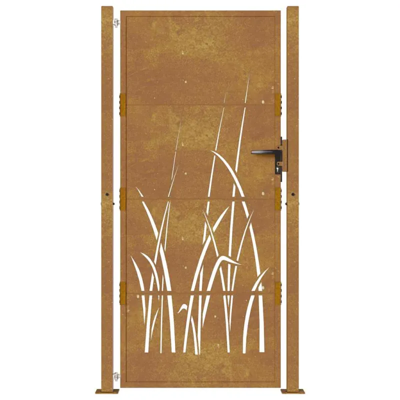 Sodo vartai, 100x200 cm, Corten plienas, žolės raštas