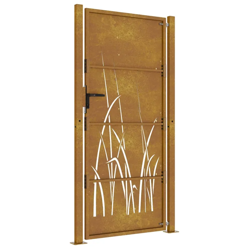 Sodo vartai, 100x200 cm, Corten plienas, žolės raštas