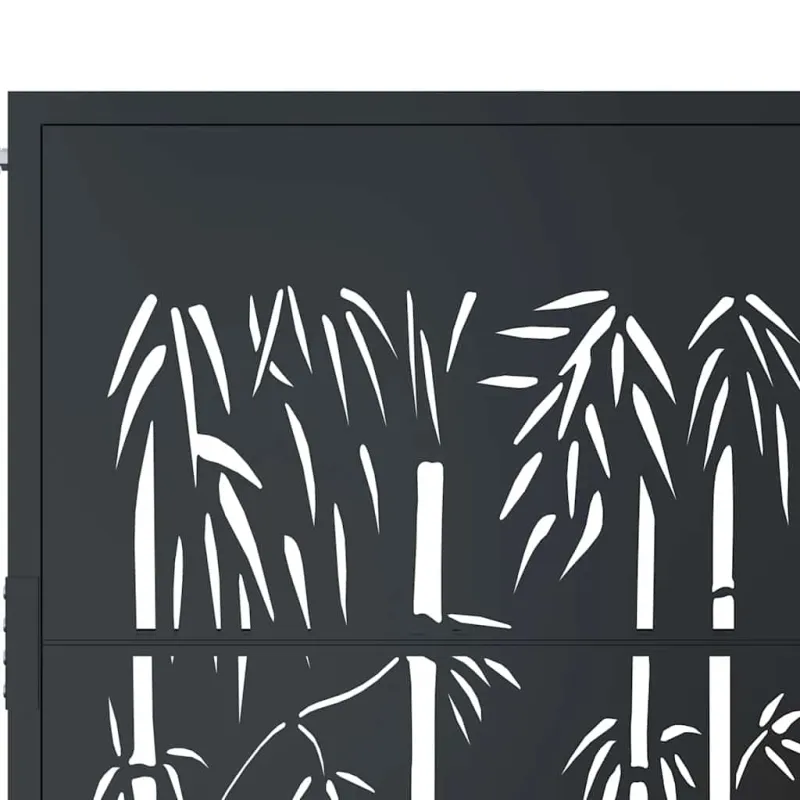 Sodo vartai, antracito spalvos, 100x175 cm, plienas, bambuko dizainas