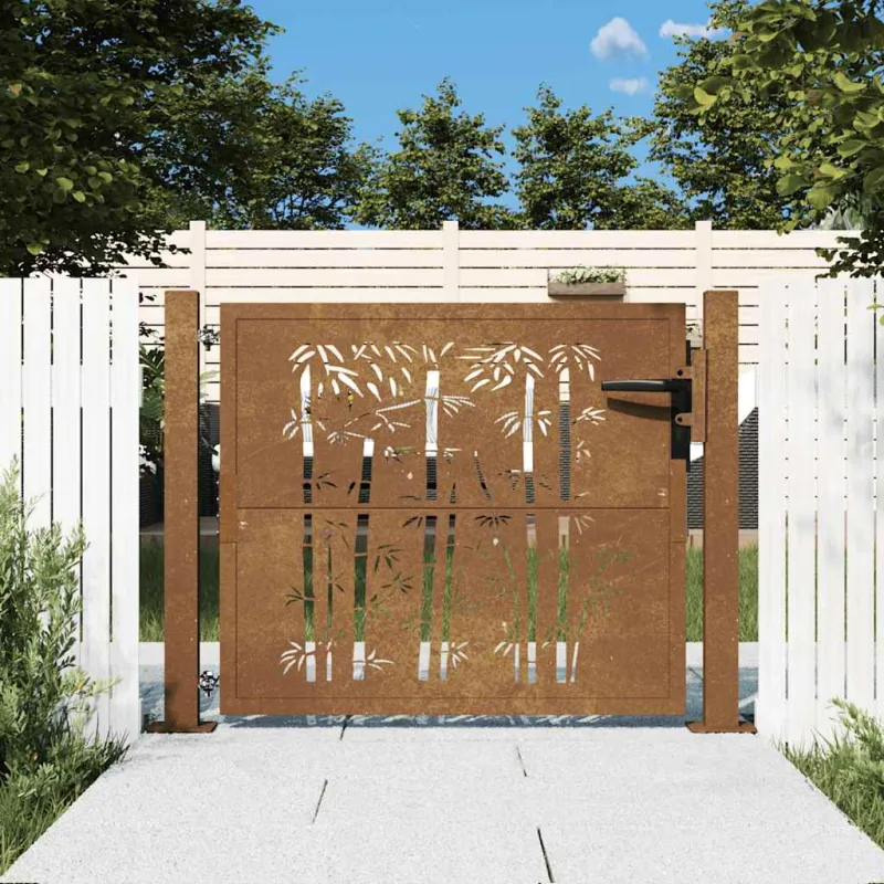 Sodo vartai, 100x75 cm, Corten plienas, bambuko dizainas