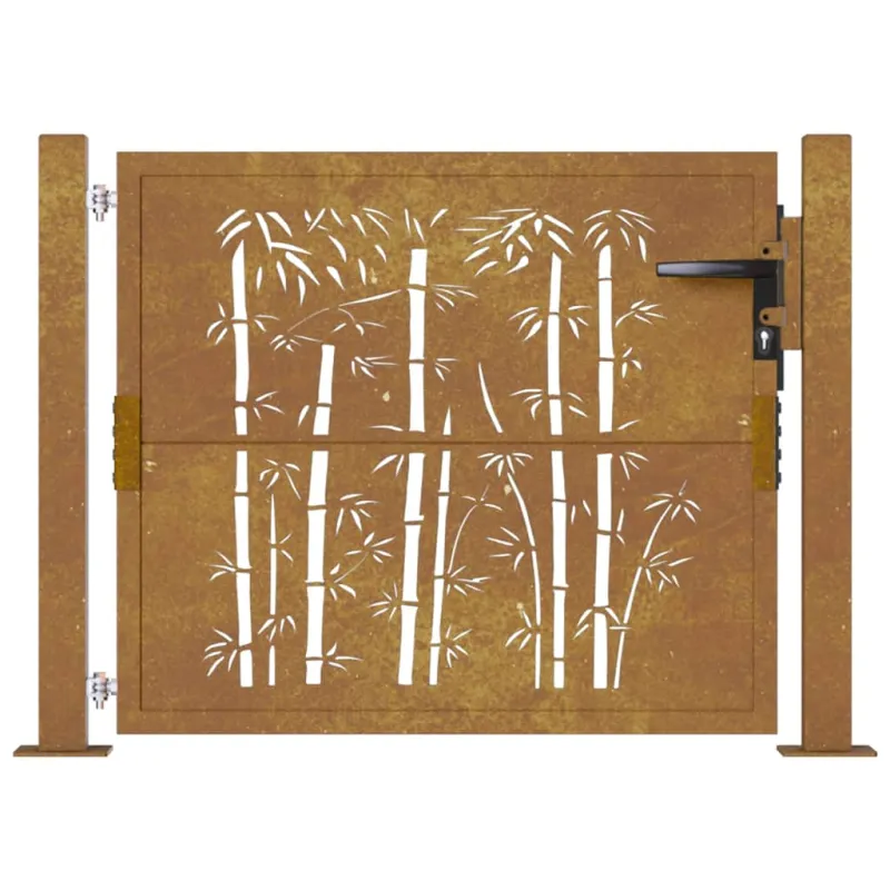 Sodo vartai, 100x75 cm, Corten plienas, bambuko dizainas