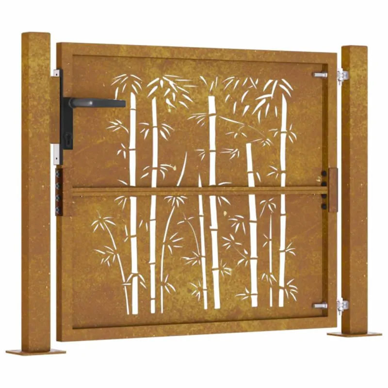 Sodo vartai, 100x75 cm, Corten plienas, bambuko dizainas