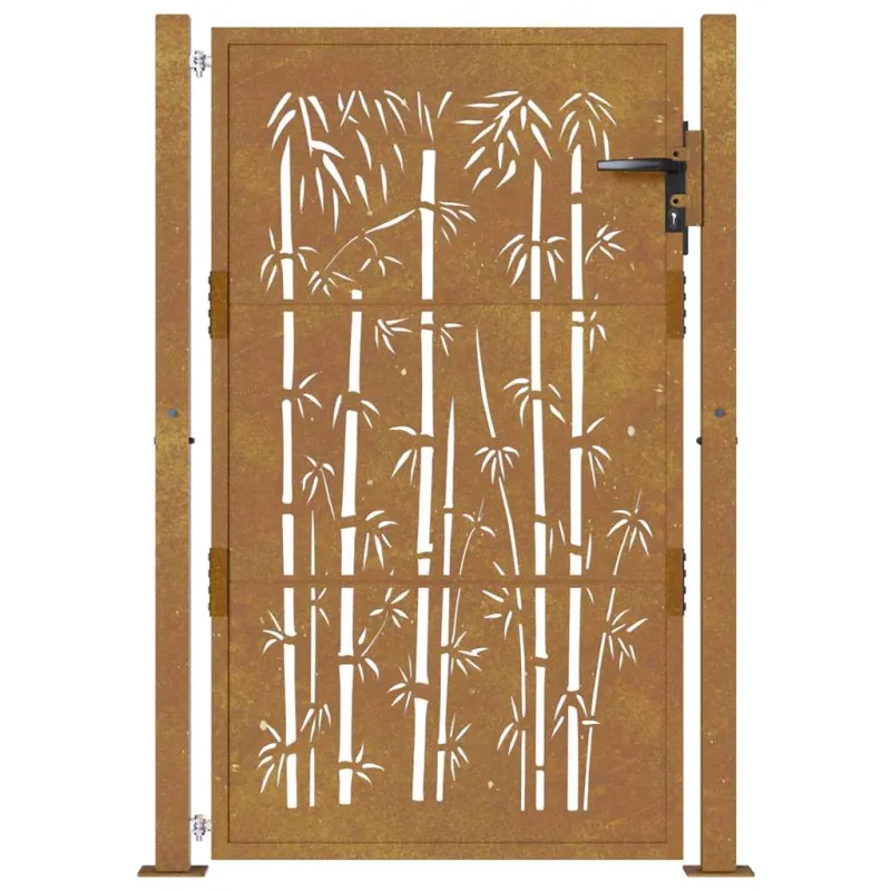 Sodo vartai, 100x125 cm, Corten plienas, bambuko dizainas