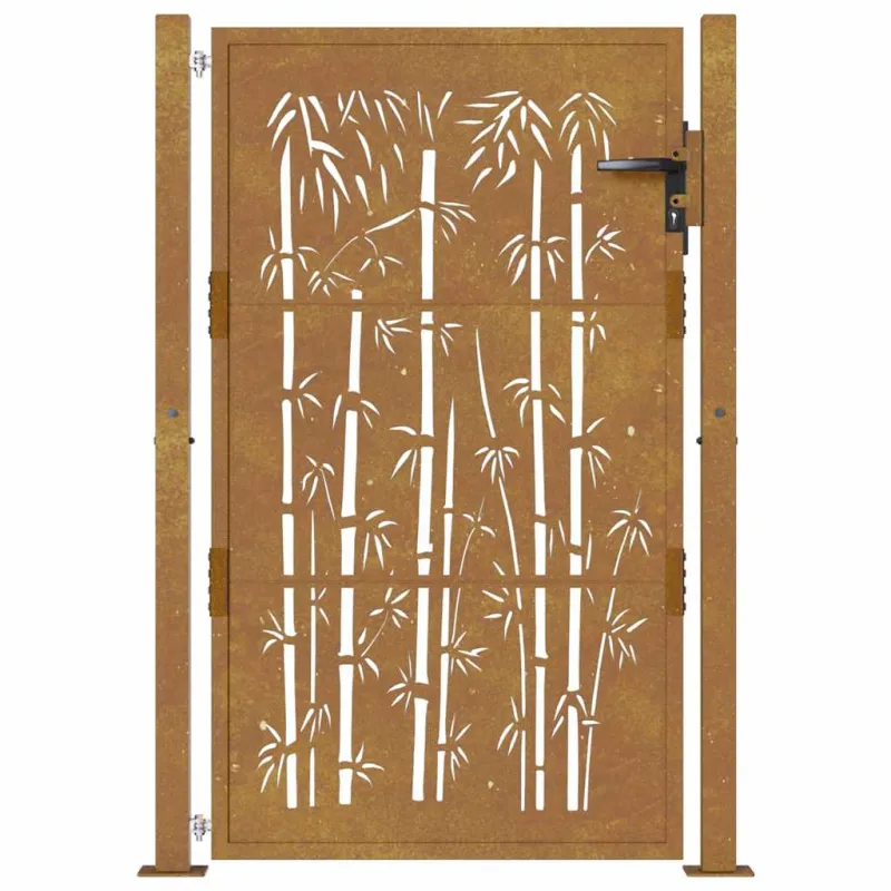 Sodo vartai, 100x150 cm, Corten plienas, bambuko dizainas