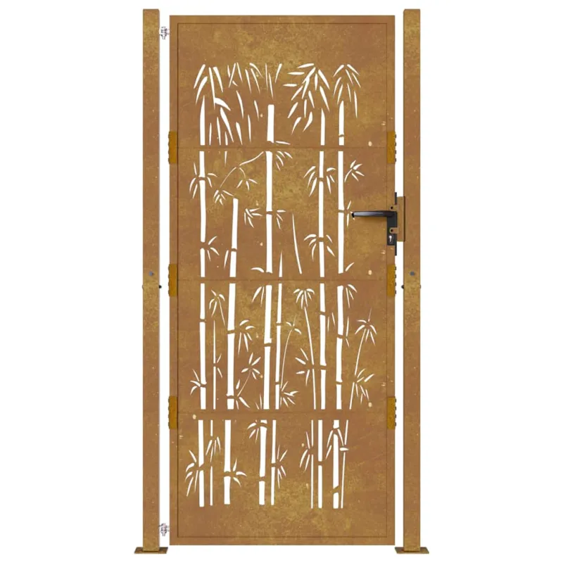 Sodo vartai, 100x200 cm, Corten plienas, bambuko dizainas