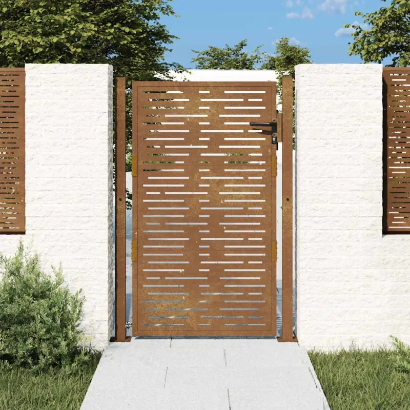 Sodo vartai, 100x125 cm, Corten plienas, kvadratinis dizainas