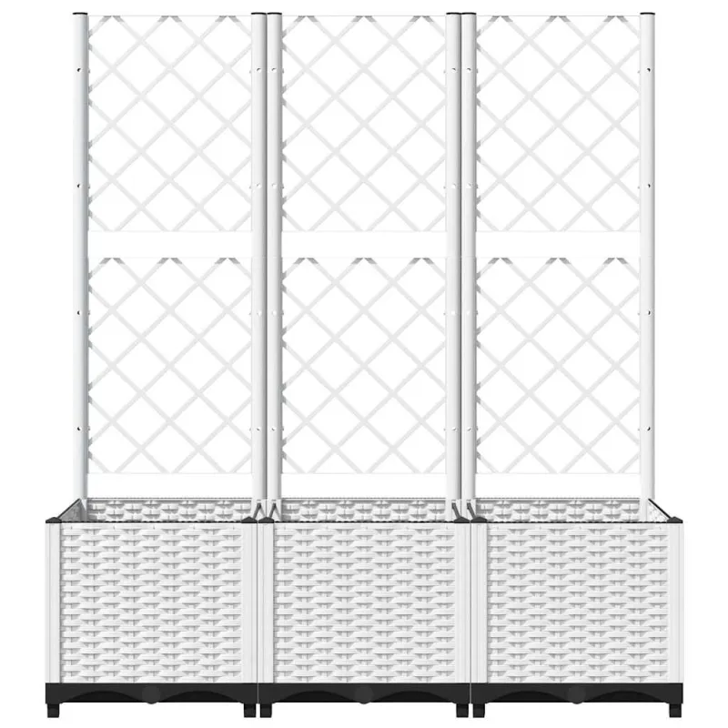 Sodo lovelis su treliažu, baltos spalvos, 120x40x136cm, PP