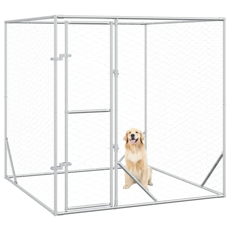 Lauko voljeras šunims, sidabrinis, 2x2x2m, plienas