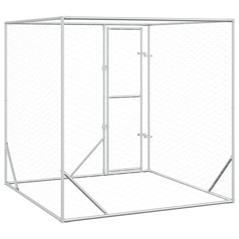 Lauko voljeras šunims, sidabrinis, 2x2x2m, plienas