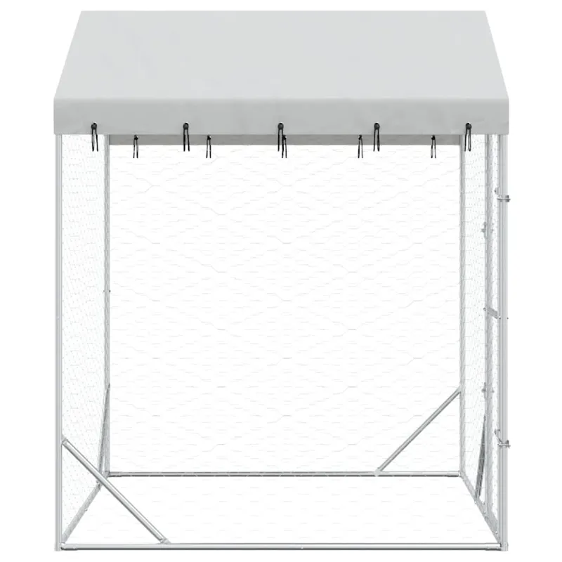 Lauko voljeras šunims su stogu, sidabrinis, 2x2x2,5m, plienas