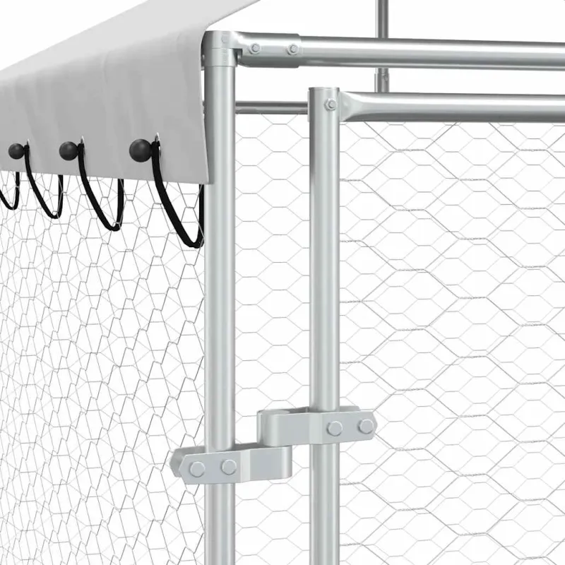 Lauko voljeras šunims su stogu, sidabrinis, 2x2x2,5m, plienas
