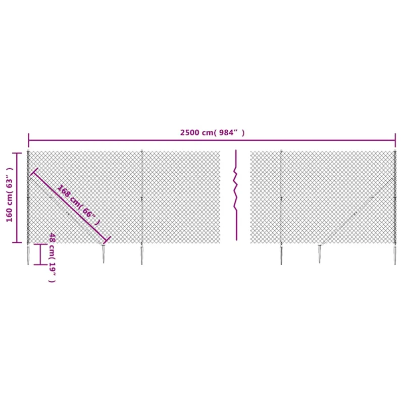 Tinklinė tvora su smaigais, žalios spalvos, 1,6x25m