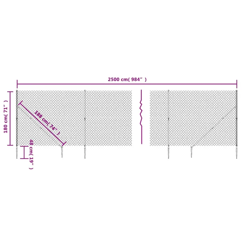 Tinklinė tvora su smaigais, žalios spalvos, 1,8x25m