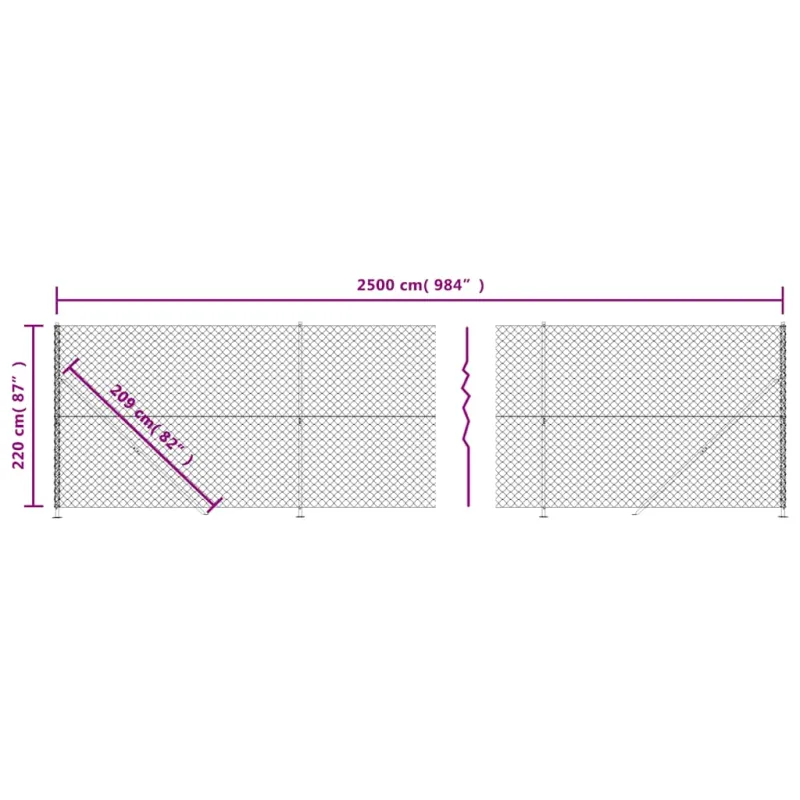 Tinklinė tvora su flanšais, žalios spalvos, 2,2x25 m