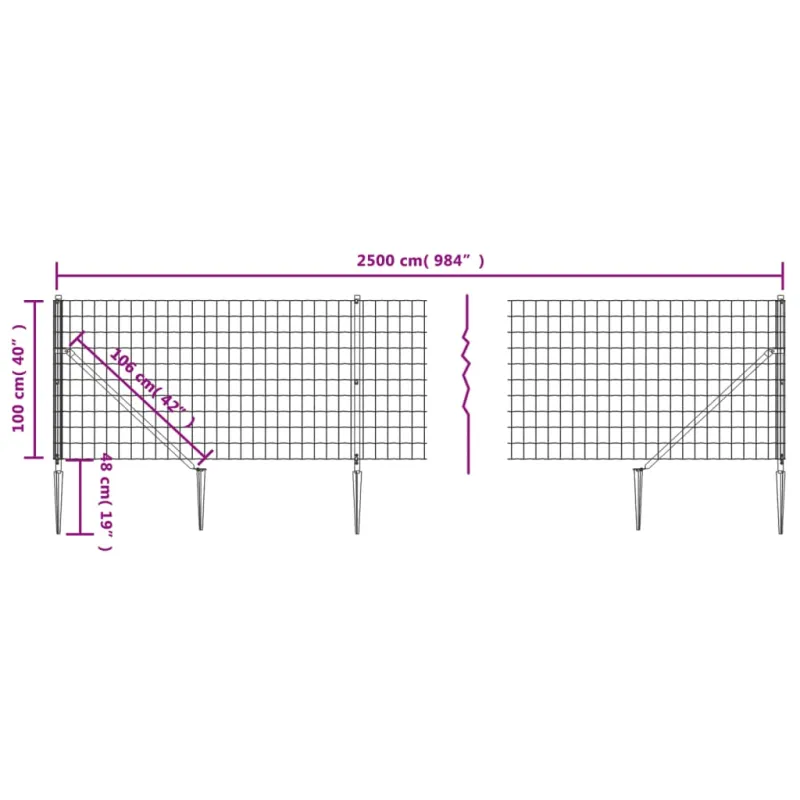 Vielinė tinklinė tvora su smaigais, žalios spalvos, 1x25m
