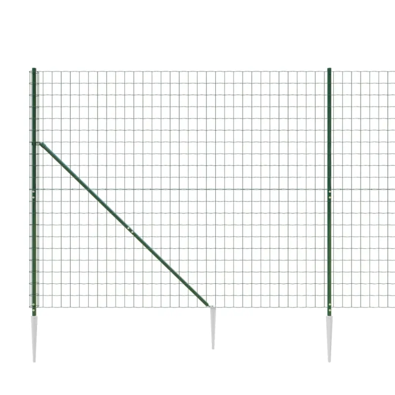 Vielinė tinklinė tvora su smaigais, žalios spalvos, 1,4x25m