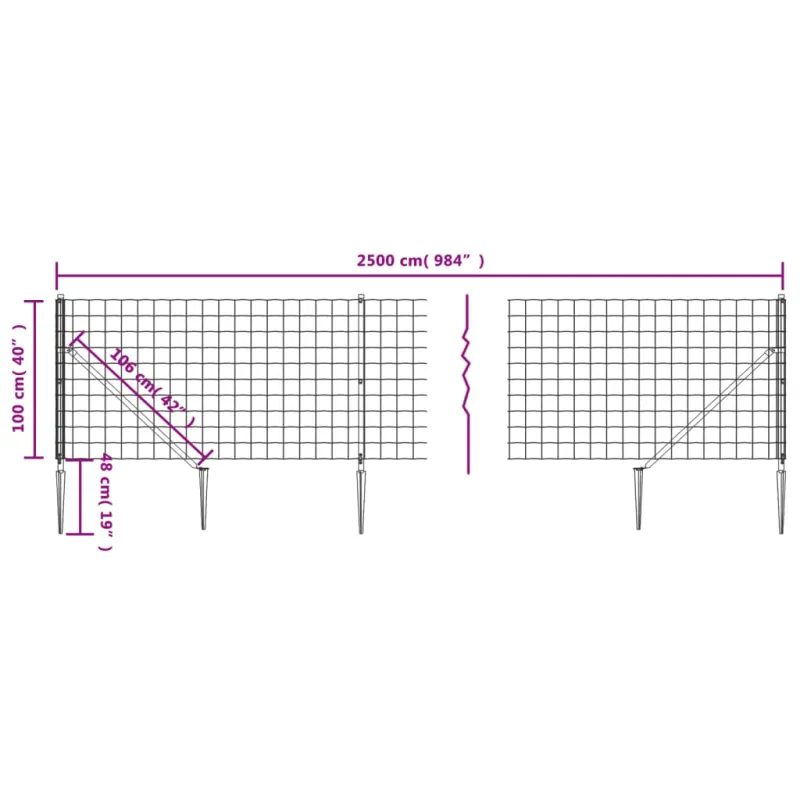 Vielinė tinklinė tvora su smaigais, žalios spalvos, 1x25m