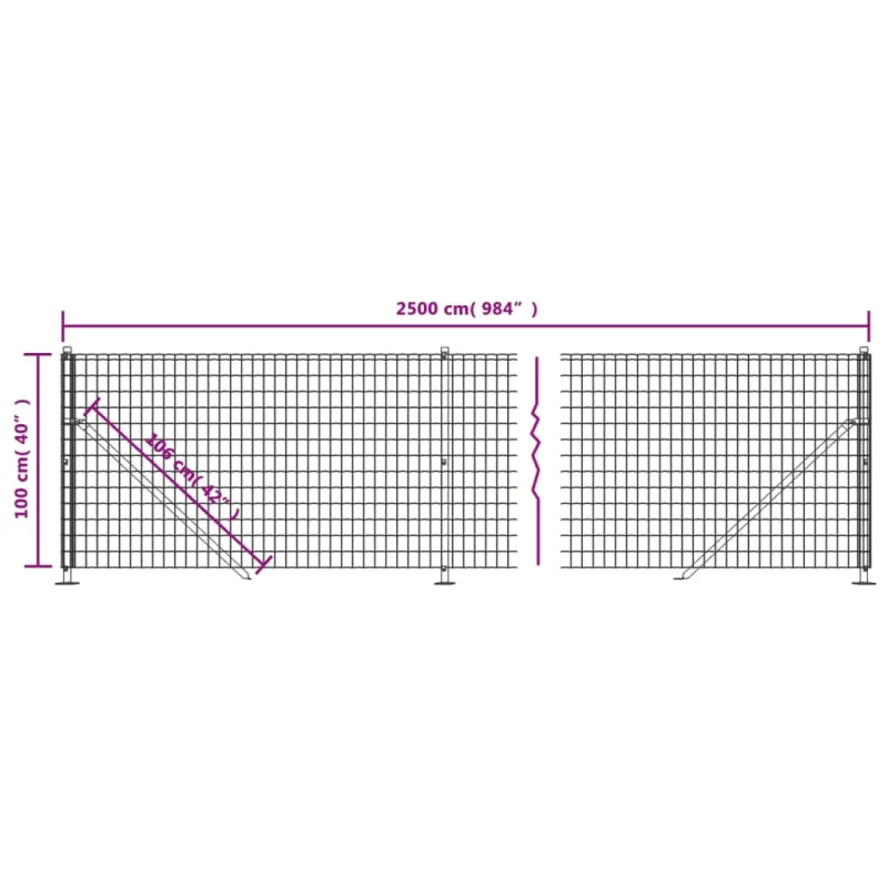 Vielinė tinklinė tvora su flanšais, žalios spalvos, 1x25 m