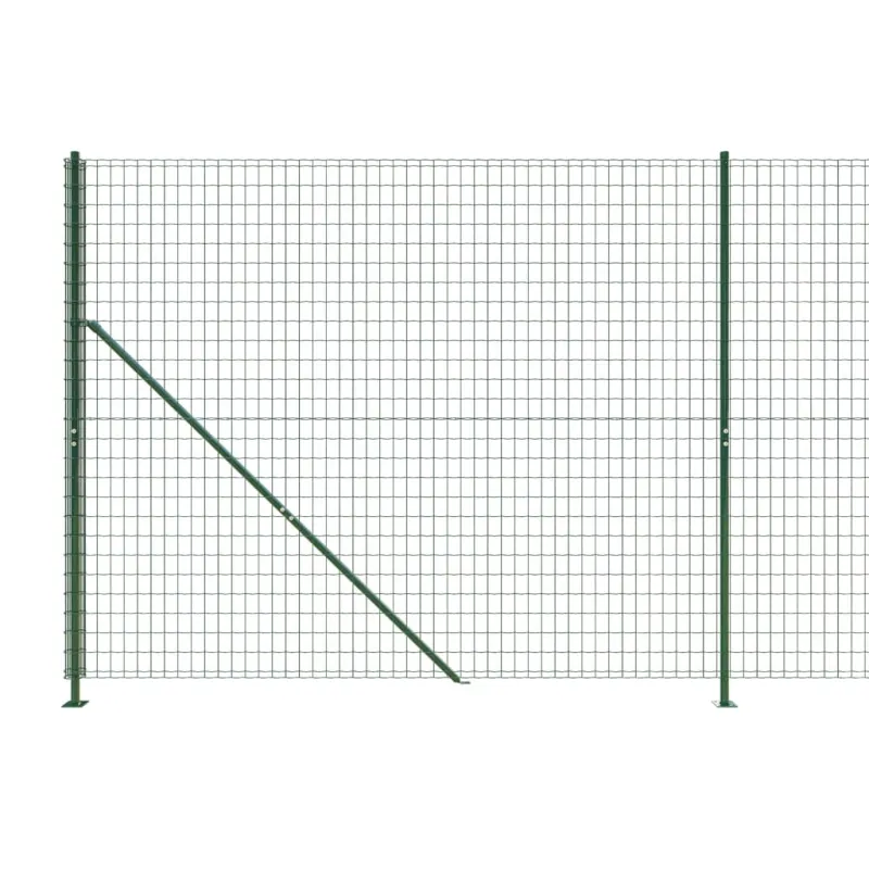 Vielinė tinklinė tvora su flanšais, žalios spalvos, 1,6x25 m
