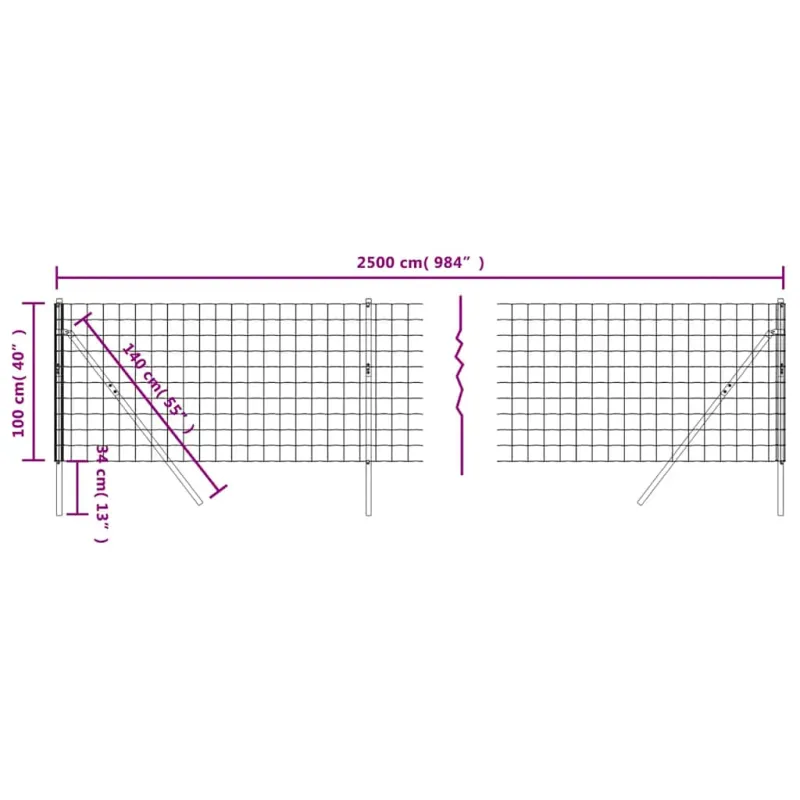 Vielinė tinklinė tvora, antracito, 1x25m, galvanizuotas plienas