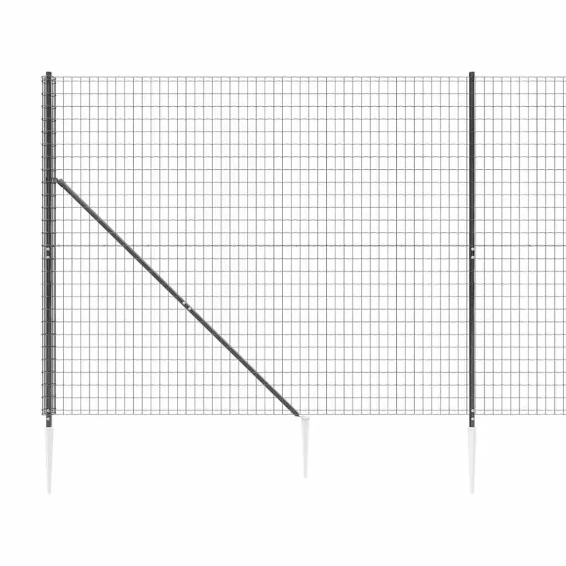 Vielinė tinklinė tvora su smaigais, antracito spalvos, 2x25m