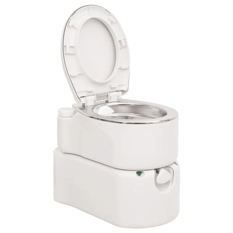 Integruotas stovyklavimo tualetas, baltas, 24+17l, HDPE/plienas