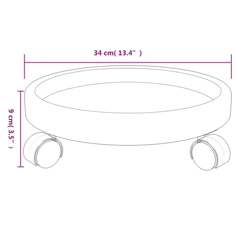 Augalų padėklai su ratukais, 2vnt., pilki, 34cm skersmens, 35kg