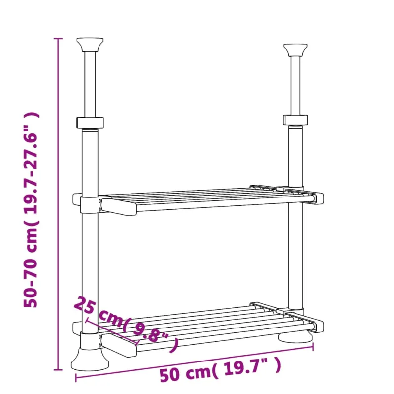 Virtuvės lentyna, 50x25x(50–70)cm, aliuminis