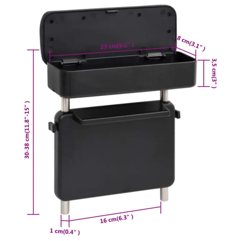 Automobilio porankis, juodas, 23x8x(30-38)cm, ABS, universalus