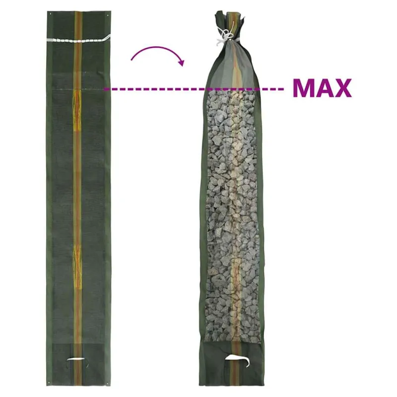 Smėlio maišai, 10vnt., tamsiai žali, 103x25cm, HDPE