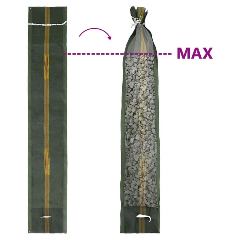 Smėlio maišai, 50vnt., tamsiai žali, 103x25cm, HDPE