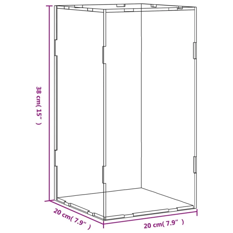 Vitrina, permatoma, 20x20x38 cm, akrilas