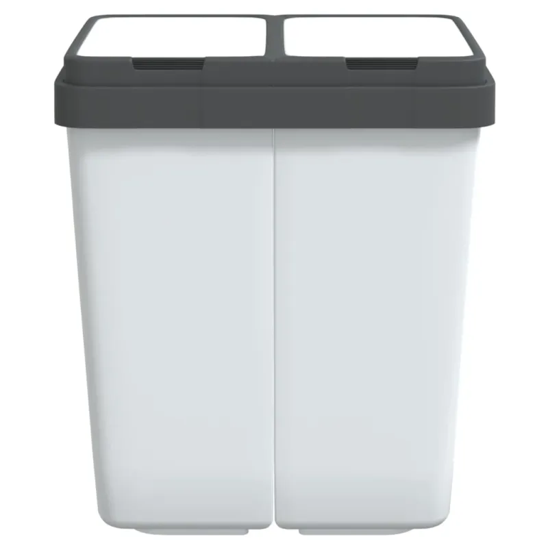 Dviguba šiukšliadėžė, baltos spalvos, 2x25l