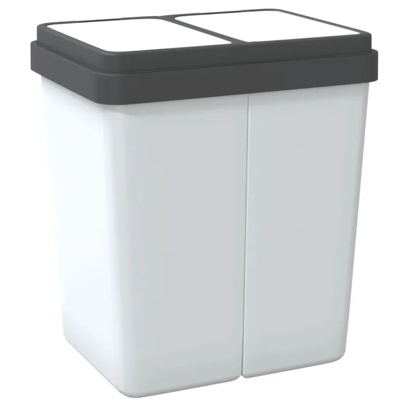 Dviguba šiukšliadėžė, baltos spalvos, 2x25l