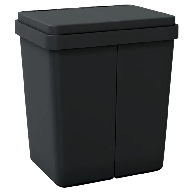 Dviguba šiukšliadėžė, antracito spalvos, 2x25l