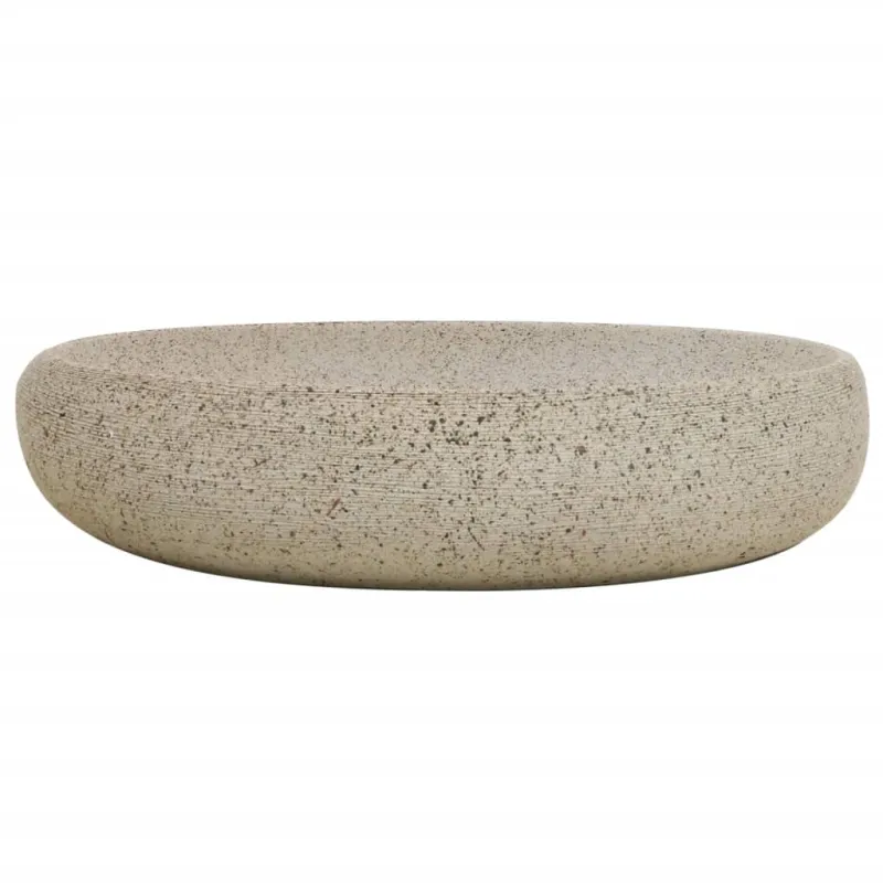Praustuvas ant stalviršio, smėlio, 59x40x15cm, keramika, ovalus