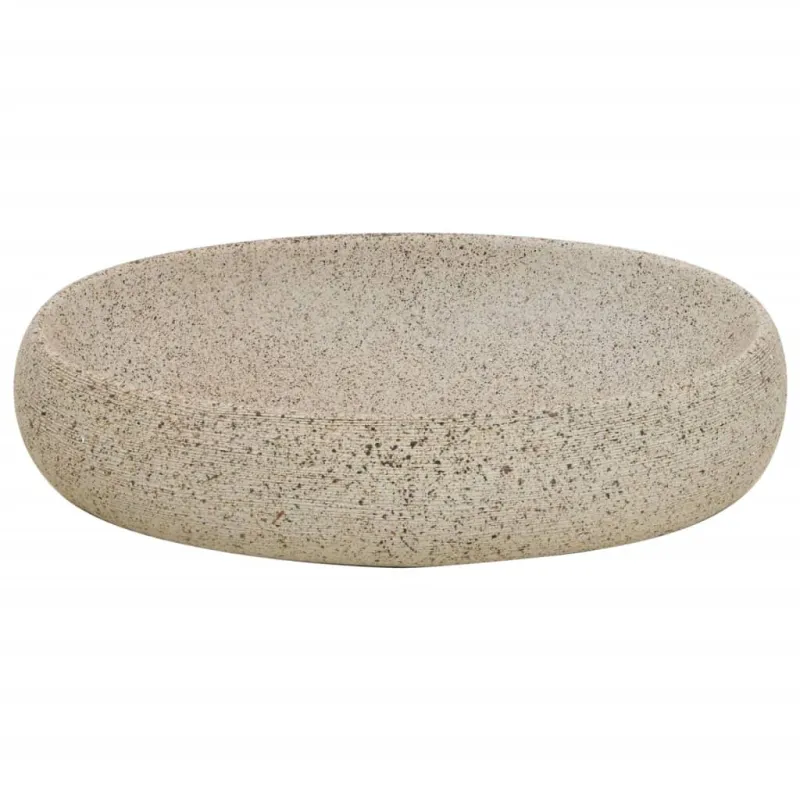 Praustuvas ant stalviršio, smėlio, 59x40x15cm, keramika, ovalus