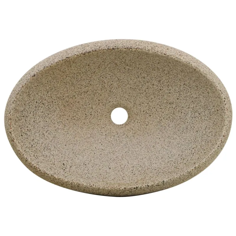 Praustuvas ant stalviršio, smėlio, 59x40x15cm, keramika, ovalus