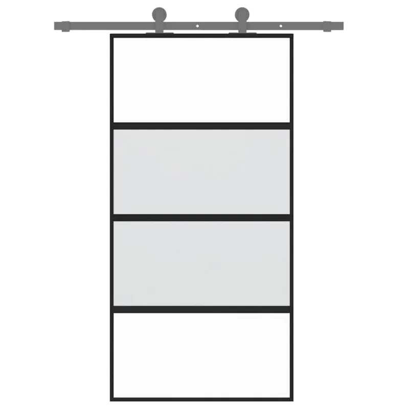 Stumdomos durys, juodos, 102,5x205cm, stiklas ir aliuminis