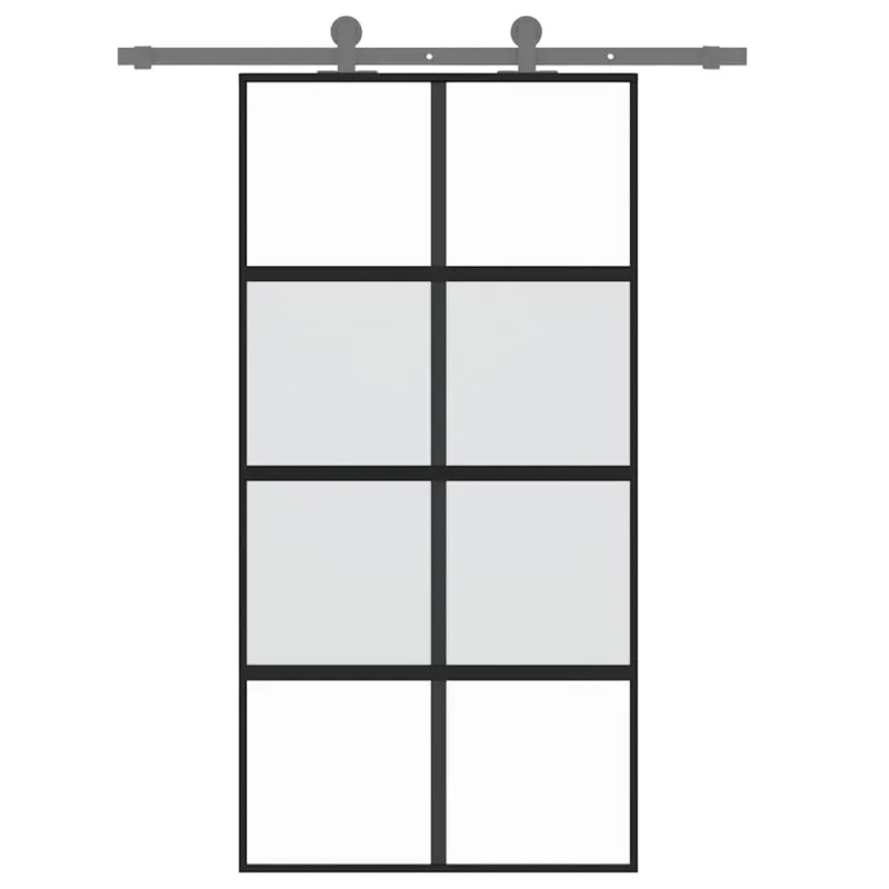 Stumdomos durys, juodos, 102,5x205cm, stiklas ir aliuminis