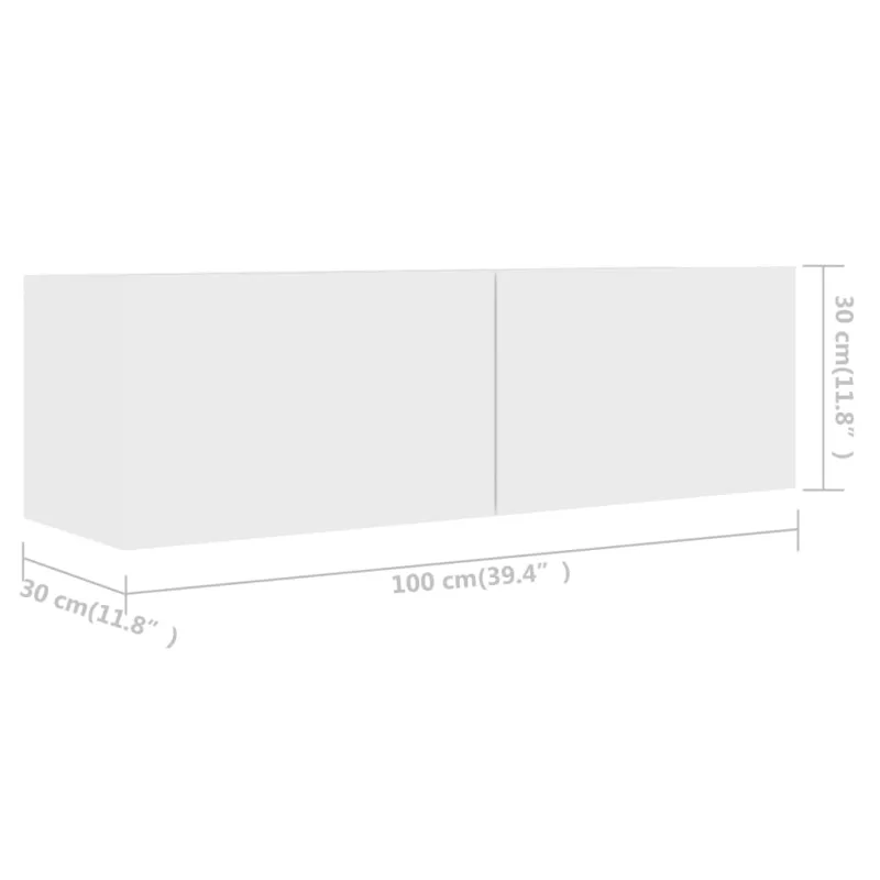 Televizoriaus spintelės, 4vnt., baltos, 100x30x30cm, mediena